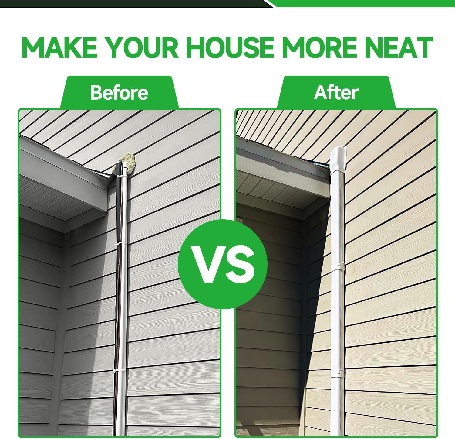 4 Inch Mini Split Line Set Cover 11 Ft, PVC & PP Line Cover Set Universal for Mini Split AC &amp